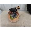 Image 3 : 2 Halloween Items; Black Feather Wreath, Crow on Pumpkin