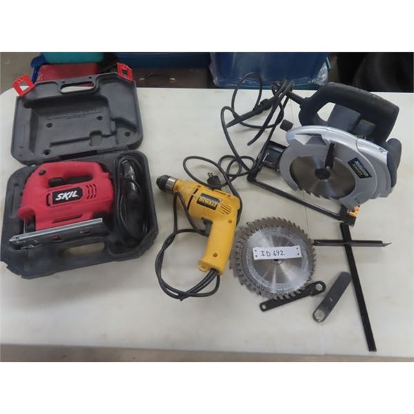 Skil Jig Saw in wrong case, DeWalt 3/8" Electric Drill, B+D BA Circular Saw