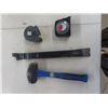 Image 5 : 3 Staplers, Staples, Hole Saw Kts, Nail Puller, Tape Measures, Pipe Clamp, Small Sledge Hammer