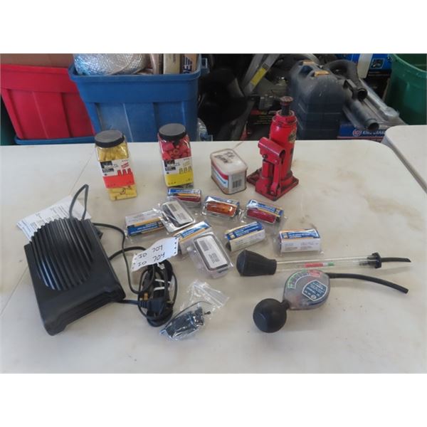Hydraulic Bottle Jack, Antifreeze Tester, New Car Warmer, New Auto Clearance Lights, Wire Connectors