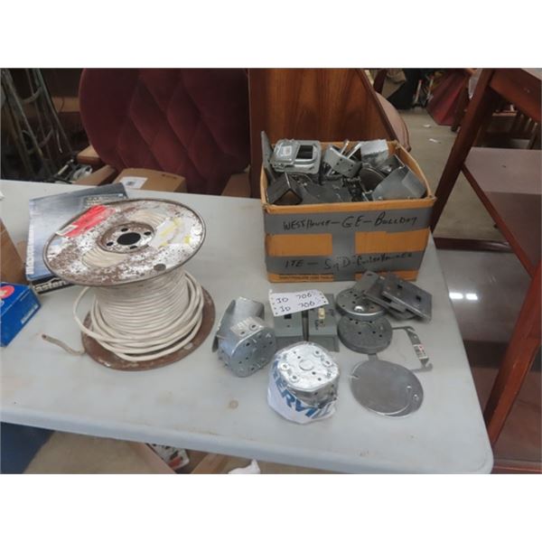 2/3 Roll of 14/3 Wire & Electrica Boxes