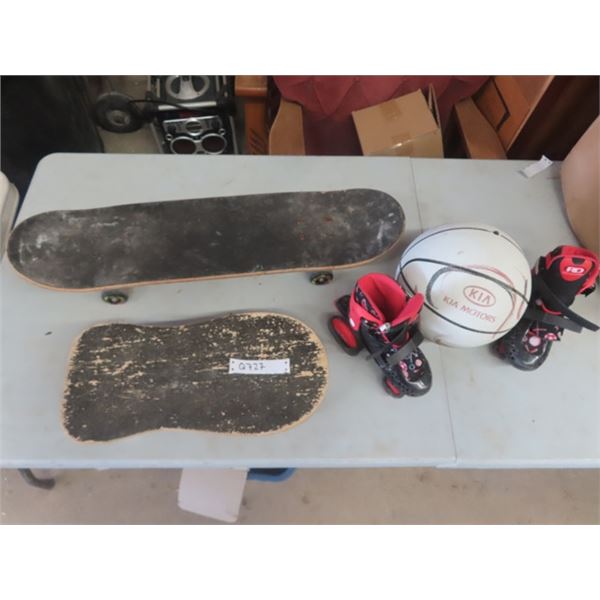 Skateboards, Roller Skates, Basketball
