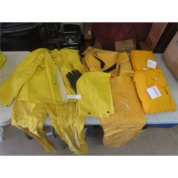 2 Rain Suits, 2 Coveralls, Gloves