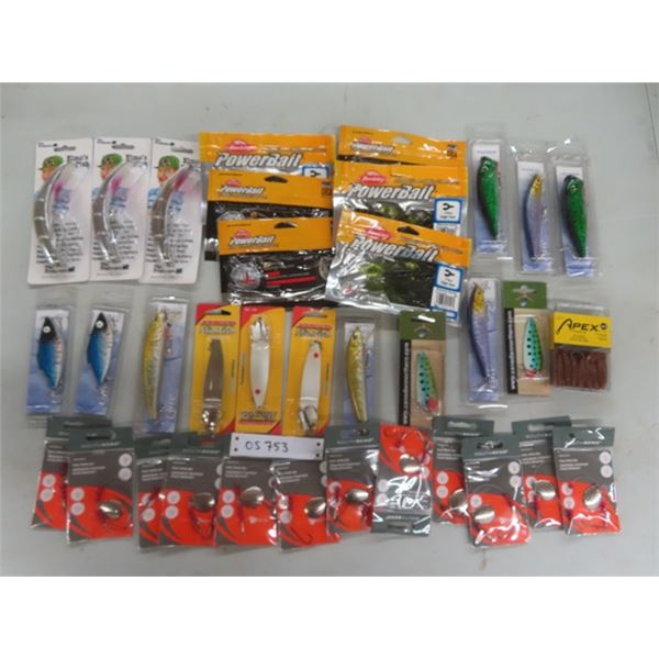 16 Lures, 6 Bags of Power Bait, 12 Packs of Pike Spin Rigs