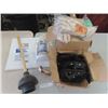 Image 1 : Box of 42 Goggles, Eye Wash Station, Plunger, 60 Gloves