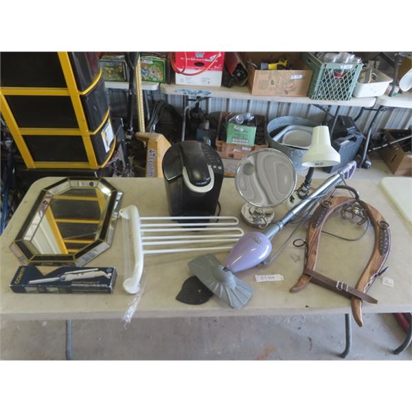 Mirror, Coffee Maker, Shark Mop, Curling Iron, 2 Lamps, House Themed Wall Hanger