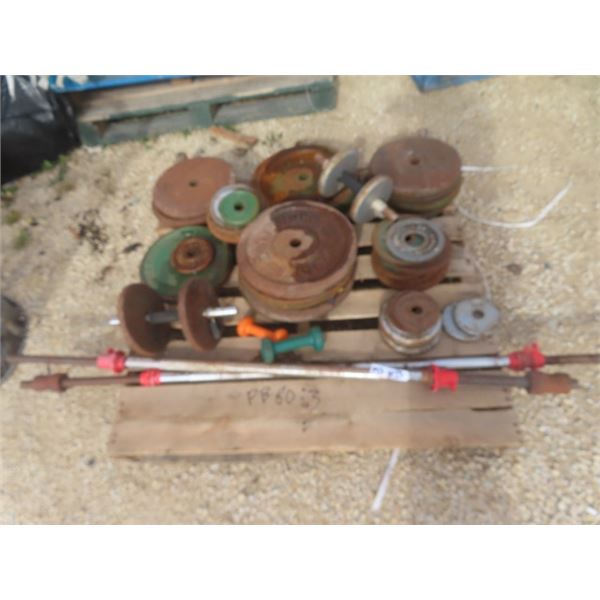 Approximately 500lbs Steel Exercise Weights & Bars