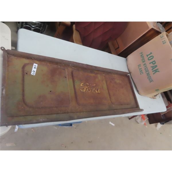 Approximately 1940's Era Ford Tailgate with Embossed Letters 18.5" x 50"