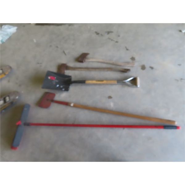 2 Axes, New Shovel, Edger, Push Broom