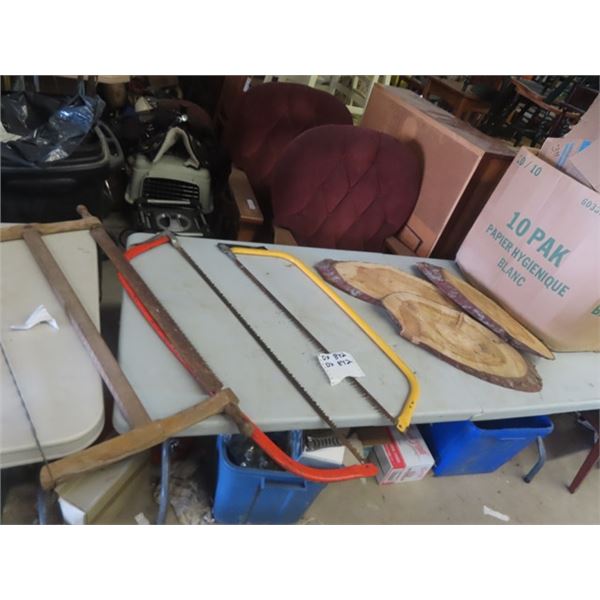 3 Saws - 1 Vintage & 3 Wood Cut offs for Crafting