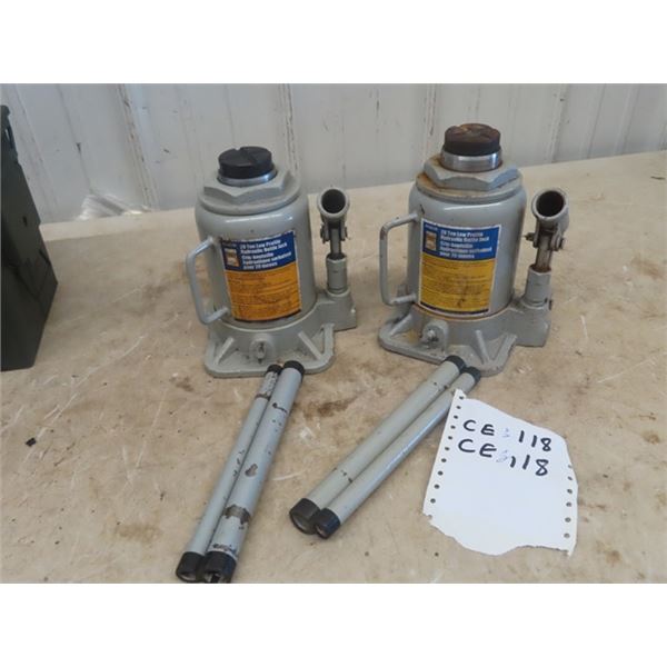 (2) 20 Ton Low Profile Hydraulic Bottle Jacks