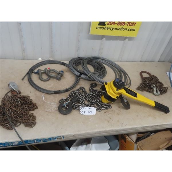 1 1/2 Chain Hoist, Cable, Chain with Hooks, Clevis