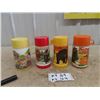 Image 1 : 4 Aladdin Thermos; 1) Yogi Bear 1974, 1) Gentle Ben 1968, 1) Fox & Hound 1980, 1) Walt Disney School