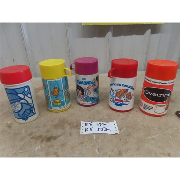 5 Aladdin Thermos; 1) Ovaltine 1976 Games of the XXI Olympiad, 1) Chevrolet, 1) Osmonds 1973, 1) Hea