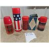 Image 1 : 4 Thermos; 1) JC Miggins with Box, 1) Aladdin USA 2 Plaid - 1) Aladdin, 1) England