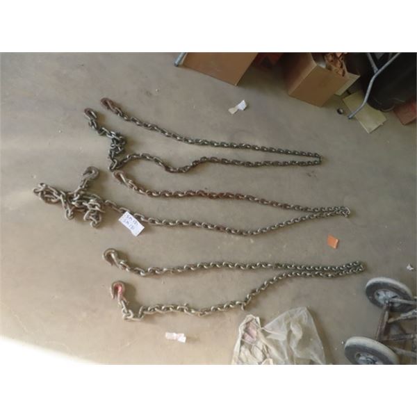 3 Good Chains with Hooks - Approximately 14' Long