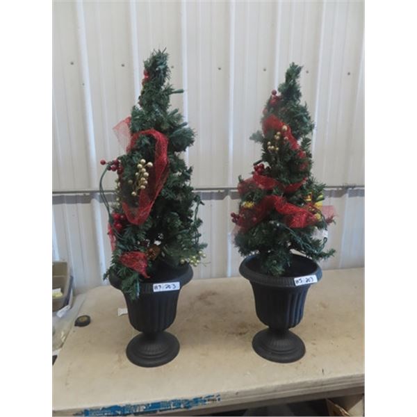 2 Light Up Christmas Trees 40" Tall