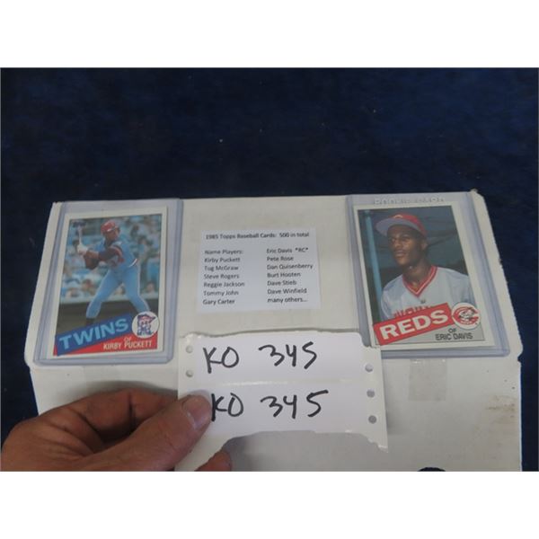 500 Topps Baseball Cards; Puckett, Rose, Davis, Carter