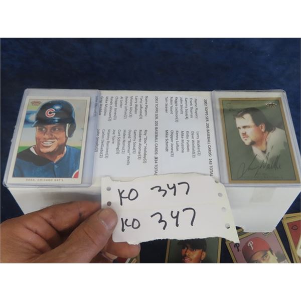 475 Topps Baseball Cards 2002-03; Sammy Sosa, Larry Walkerm, Chipper Jones plus others