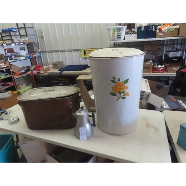 Metal Flour Bin, Copper Boiler, Aluminum Kettle