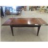 Image 1 : Mid Century Leather Inlay Drop Leaf Coffee Table - Fully Extended - 16" x 22" X 50"