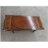 Image 2 : Mid Century Leather Inlay Drop Leaf Coffee Table - Fully Extended - 16" x 22" X 50"