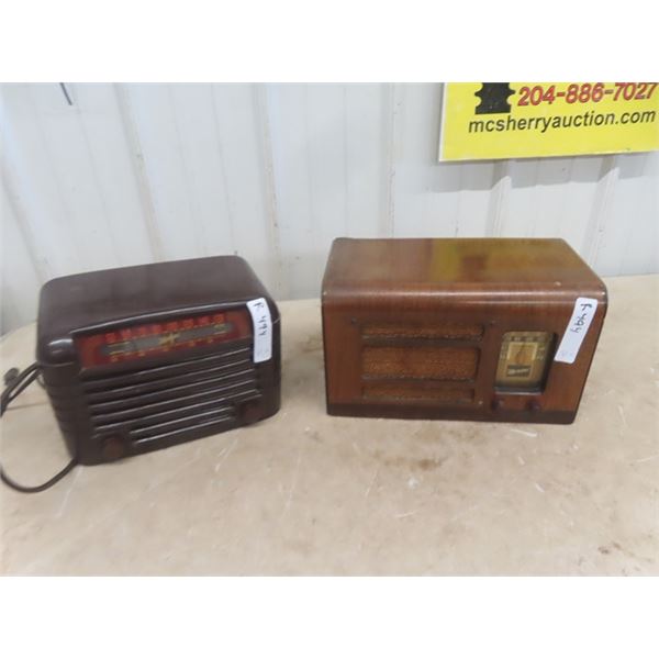 2 Marconi Radios; 1) Bakelight, 1) Wood