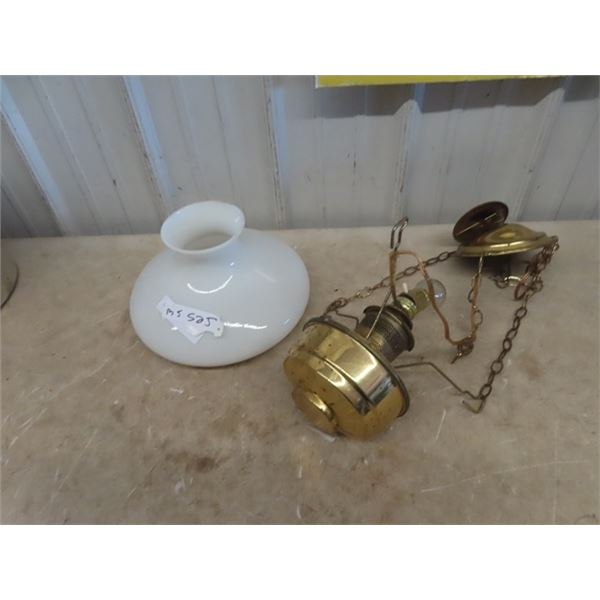 Aladdin BRass Hanging Lamp with Shade - Has Been Electrified