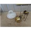 Image 1 : Aladdin BRass Hanging Lamp with Shade - Has Been Electrified