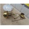 Image 2 : Aladdin BRass Hanging Lamp with Shade - Has Been Electrified