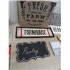 Image 2 : Metal Sign 'Antiques' , Wooden 'Farm' Sign, Picture Frames