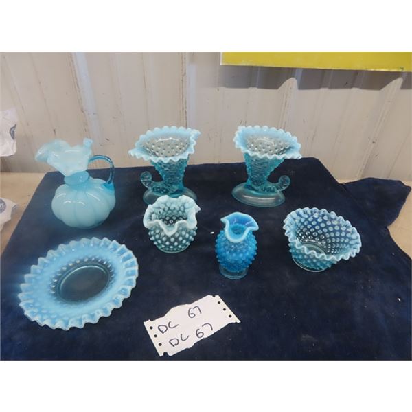 7pc Fenton Display Vase, Pitcher, Serving Plate