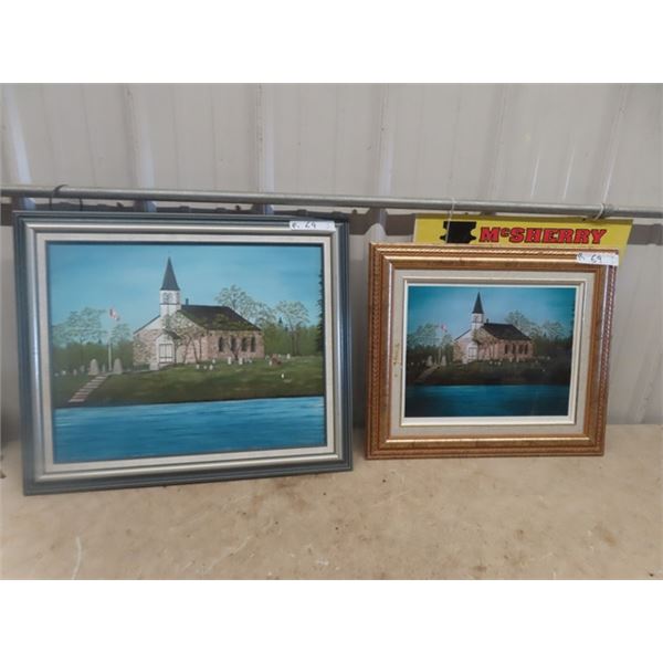 2 Pictures of Churches South of Selkirk; 1) Painting, 1) Print by G Granger