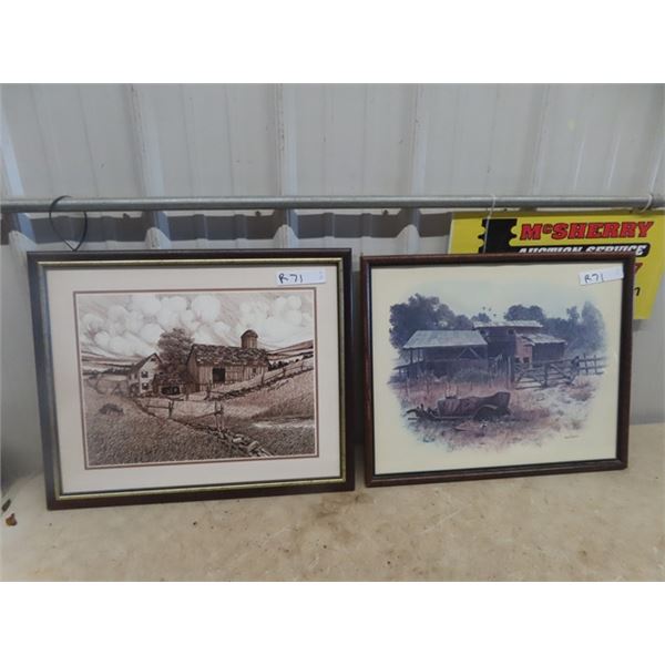 2 Farm Yard Pictures 18  x 22 