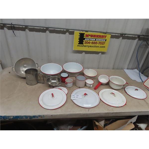 Enamel Ware Dishes, Strainer, Sifter