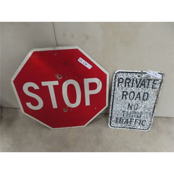 Traffic Signs ; 1) Stop, 1) Private Road