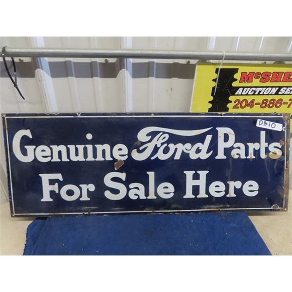 Vintage Porcelain Ford Genuine Parts Sign 13" x 36"