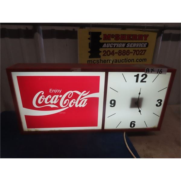 Coca-Cola Light Up Clock 12" x 25" x 4.5"