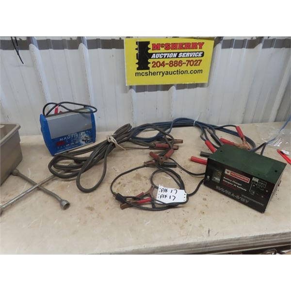 MotoMaster 6/12V Battery Charger, Intelligent Battery Charger & 2 Sets of Booster Cables
