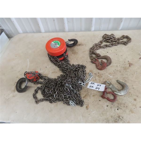 2 Ton Chain Hoist, Chain with 2 Hooks, Clevis