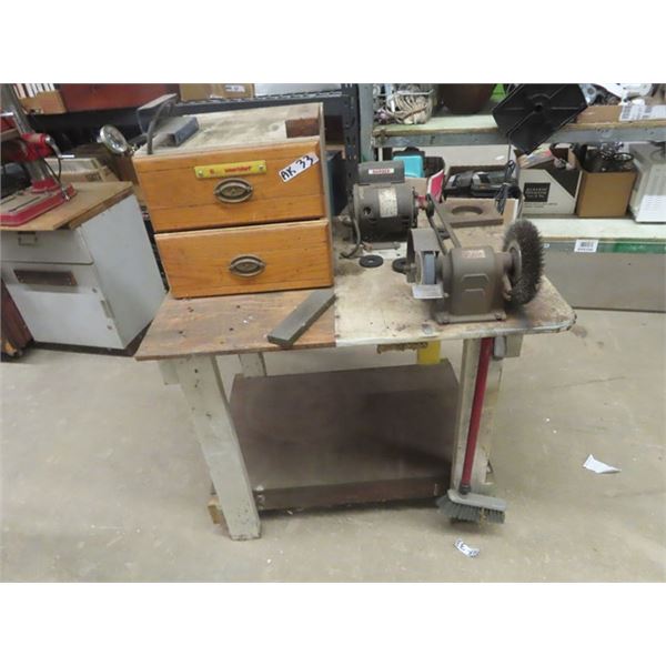 Bench Grinder with Wire Wheel & Stand