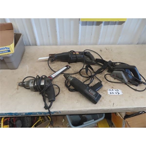 Craftsman Reciprocating Saw with Extra Blades, Craftsman Drill, B+D PLaner, B+D Heat Gun