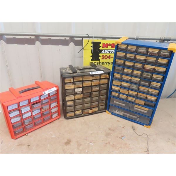 3 Organizers 80% Full of Small Hardware; Screws, Nails, Washers plus more