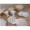 Image 2 : Milk Glass, Pyrex, Mixing Bowls, Cream + Sugar Pair
