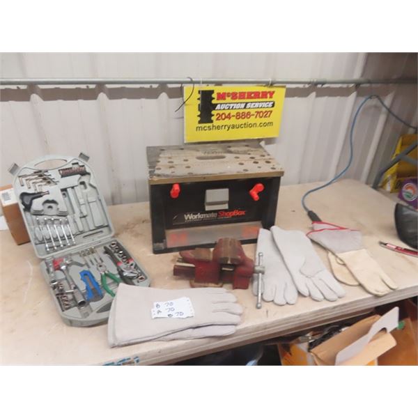 Workmate Shop Box, 3 Pairs of Welding Gloves Hand Tools, Vice