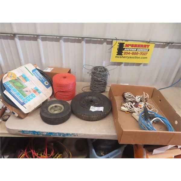 Wheel Barrow Tire, Dolly Tire, Roll of Twine, Extension Cords plus more