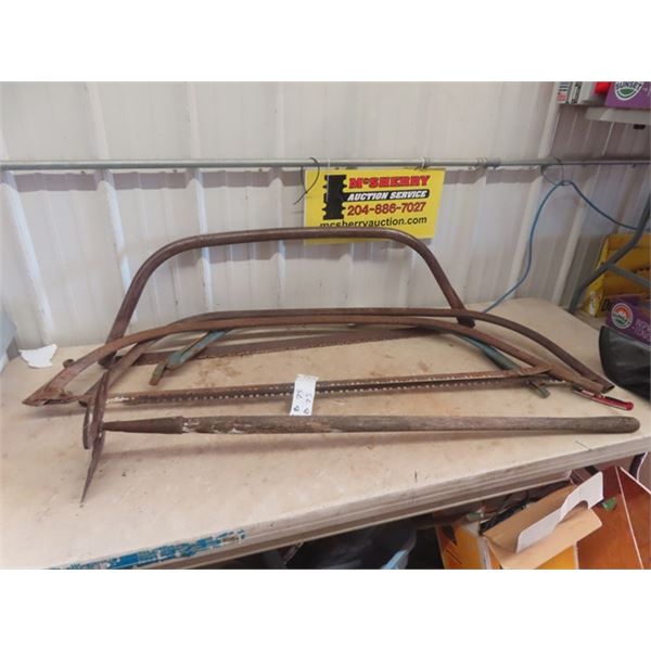 4 Vintage SAws & 2 in 1 Yard Tool