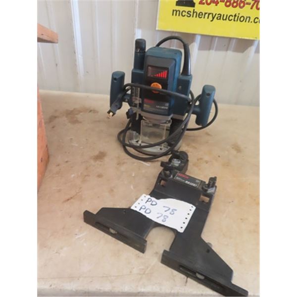 Bosch Model 1613EUS Router with Guide , some Bits & Fitted Wooden Case