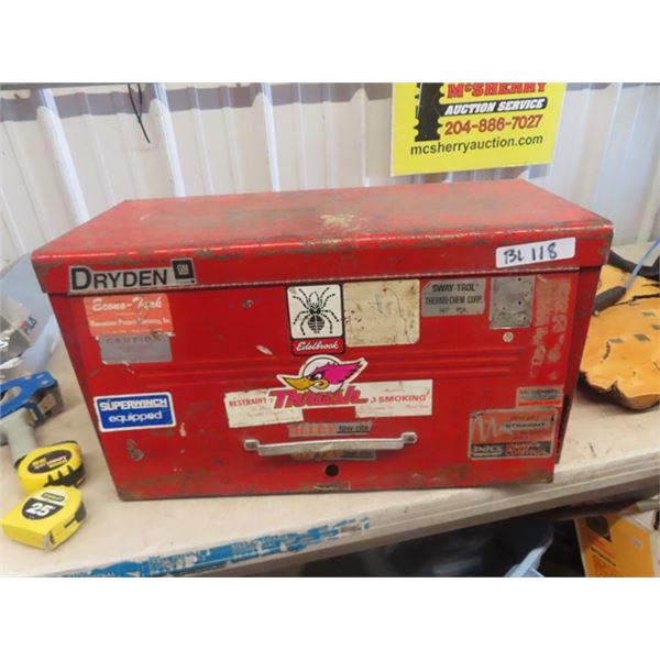 Tool Box with Tools; Wrenches Screwdrivers plus more