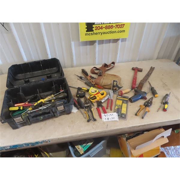 DeWalt Case Full of Odds n Ends of Hand Tools; Screwdrivers, Hammers, Tin Snips, Tape Measure, Teste